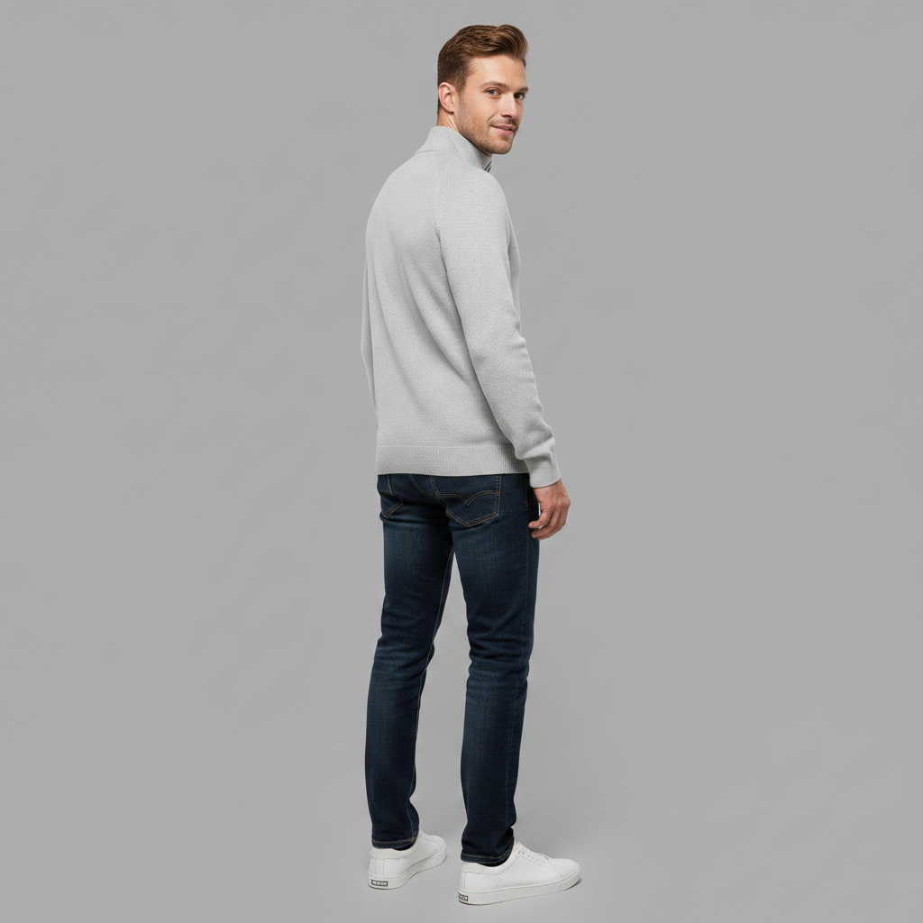 Men's Black Half-Zip Jumper | Slim Fit Knitwear