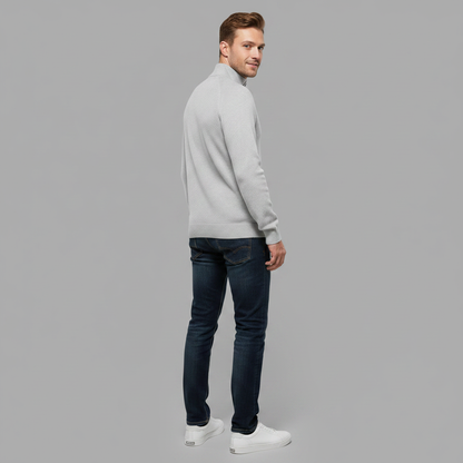 Men's Black Half-Zip Jumper | Slim Fit Knitwear