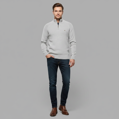 Men's Black Half-Zip Jumper | Slim Fit Knitwear