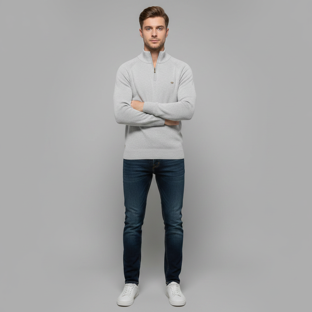 Men's Black Half-Zip Jumper | Slim Fit Knitwear