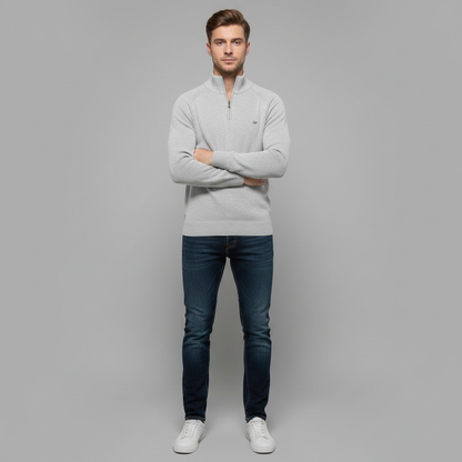 Men's Black Half-Zip Jumper | Slim Fit Knitwear