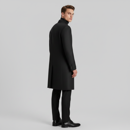 Men's Long Overcoat | Notched Lapel Winter Coat