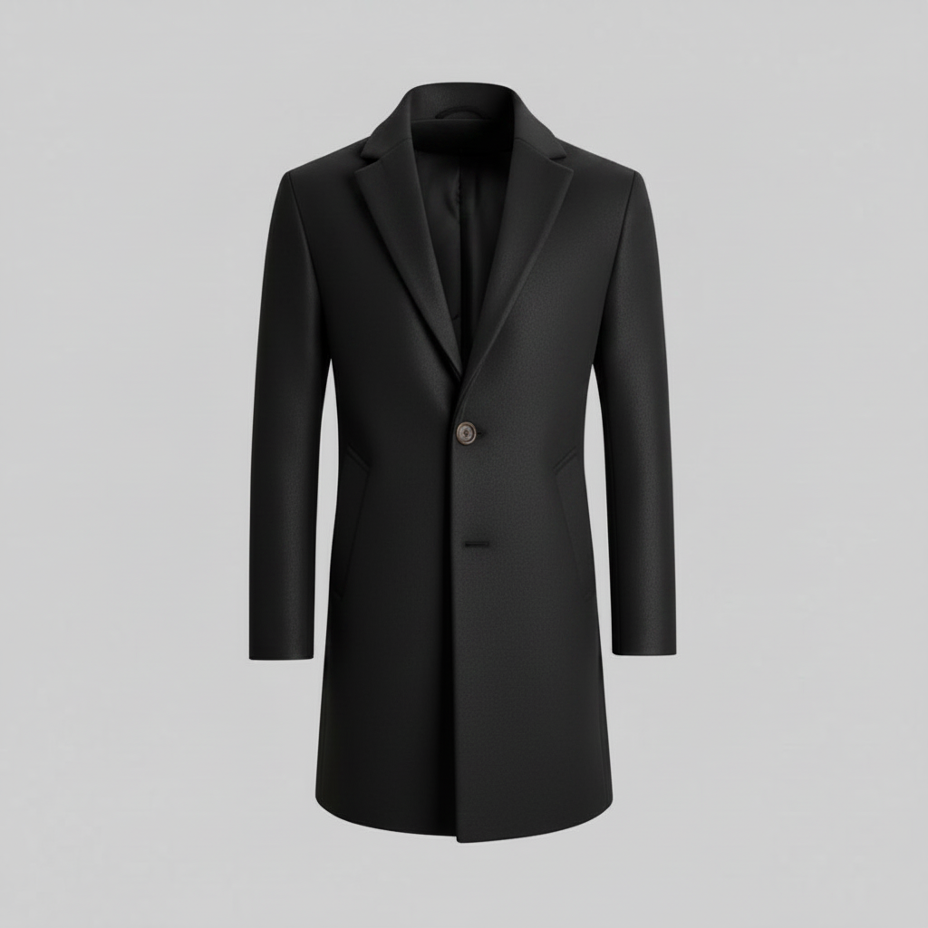 Men's Long Overcoat | Notched Lapel Winter Coat