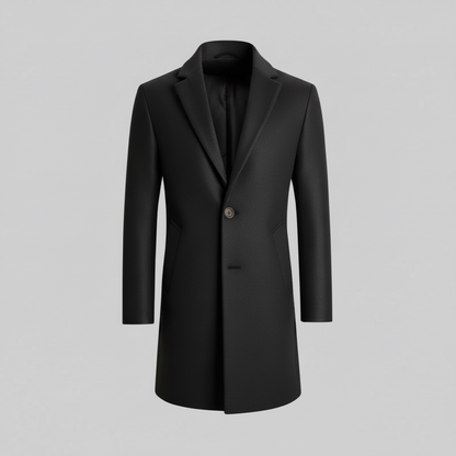Men's Long Overcoat | Notched Lapel Winter Coat