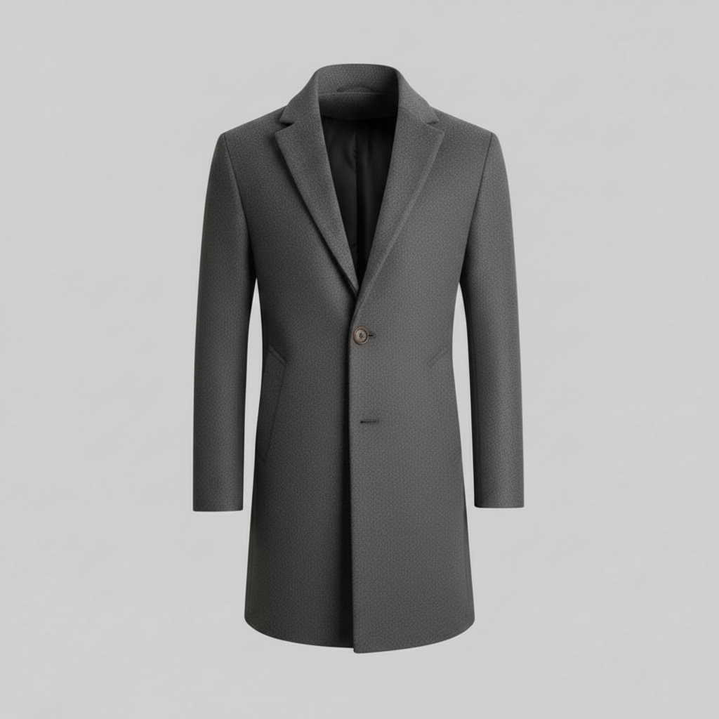 Men's Long Overcoat | Notched Lapel Winter Coat