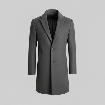 Men's Long Overcoat | Notched Lapel Winter Coat