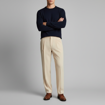 Men's Pleated Trousers | Straight Fit Formal Pants