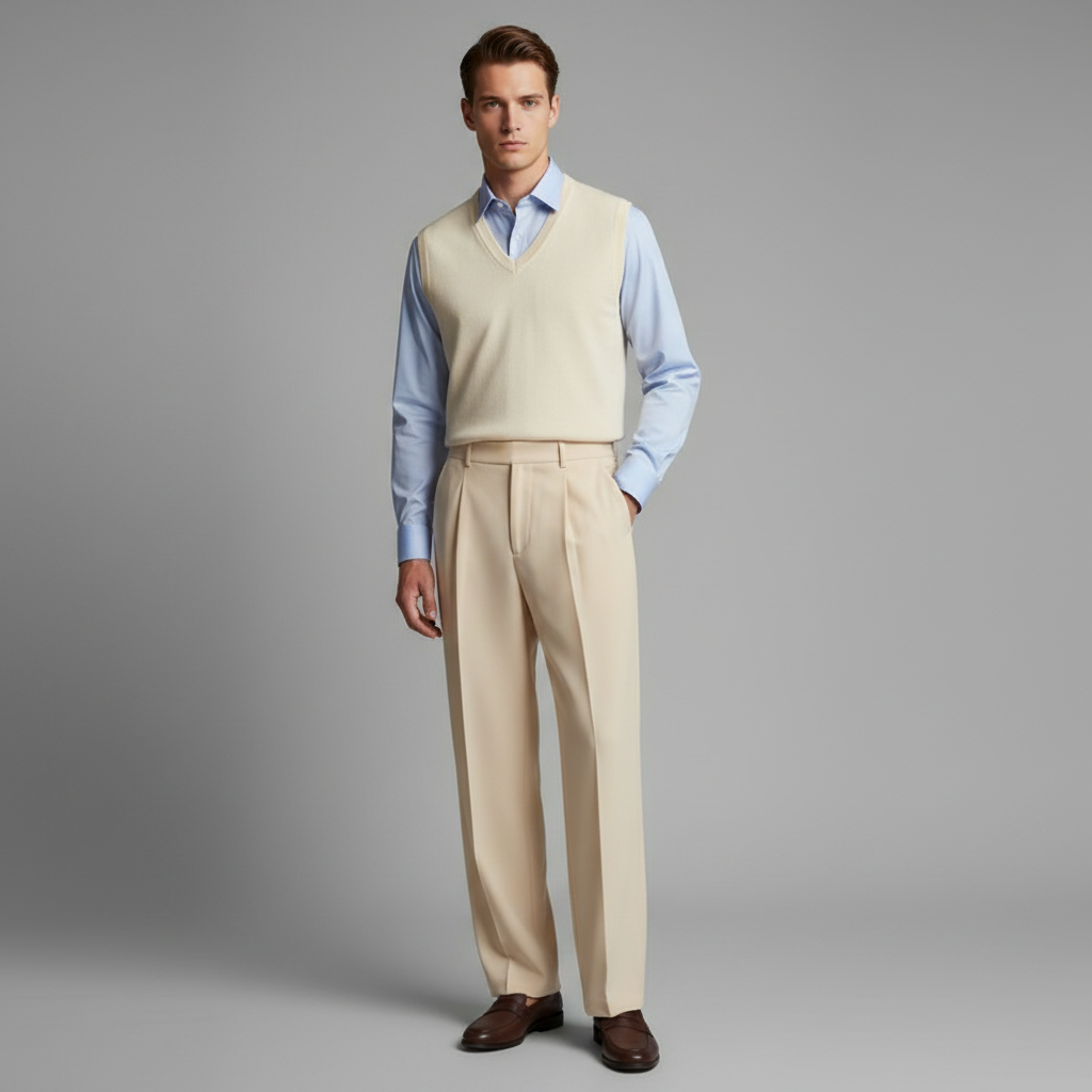 Men's Pleated Trousers | Straight Fit Formal Pants