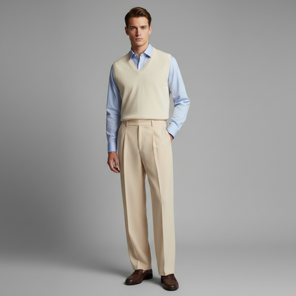 Men's Pleated Trousers | Straight Fit Formal Pants