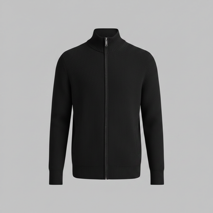 Men's Slim Fit Zip Up Cardigan | Ribbed Knit Sweater