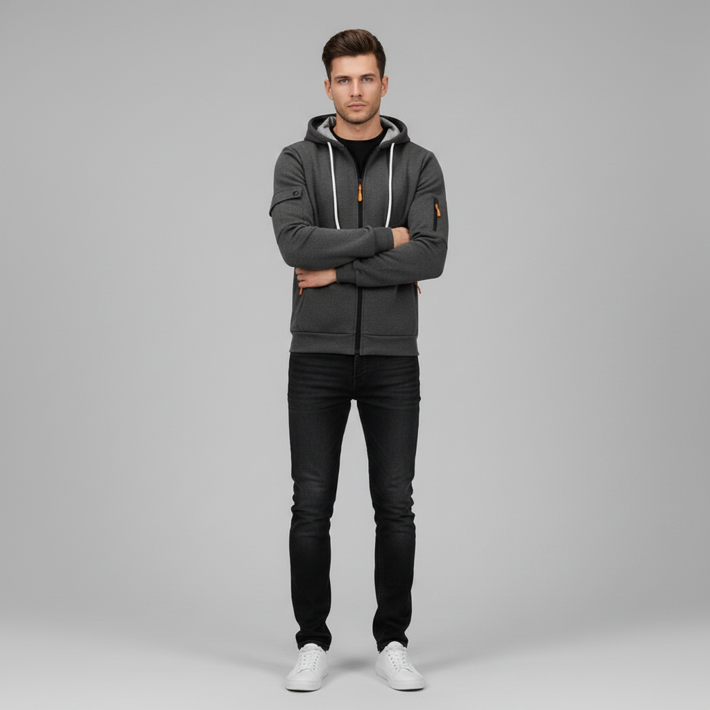 Men's Utility Zip-Up Hoodie | Casual Sweatshirt for Men