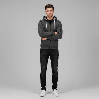 Men's Utility Zip-Up Hoodie | Casual Sweatshirt for Men