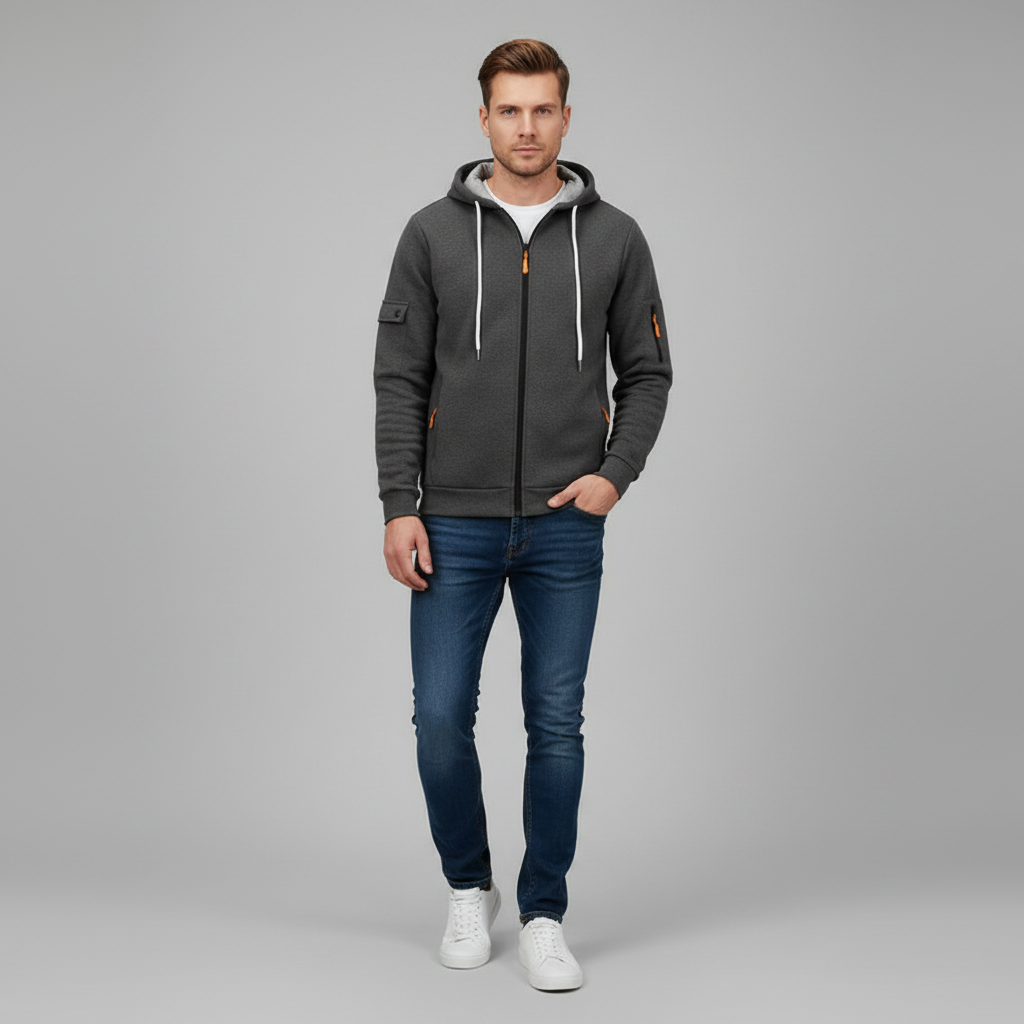Men's Utility Zip-Up Hoodie | Casual Sweatshirt for Men