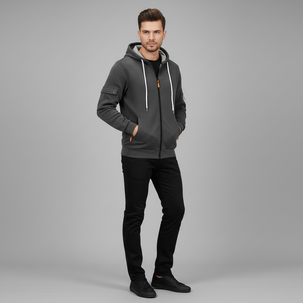 Men's Utility Zip-Up Hoodie | Casual Sweatshirt for Men