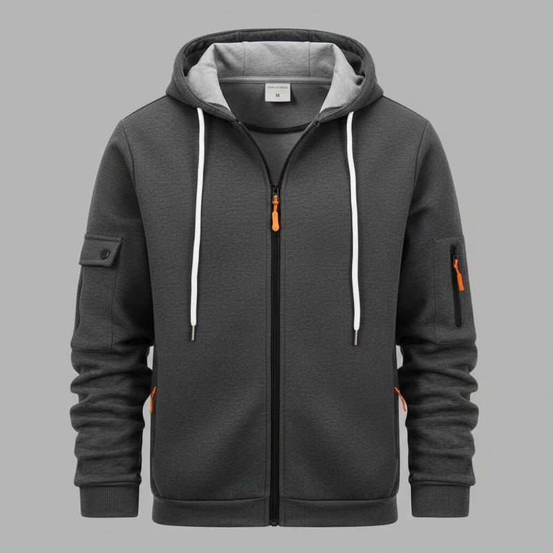 Men's Utility Zip-Up Hoodie | Casual Sweatshirt for Men