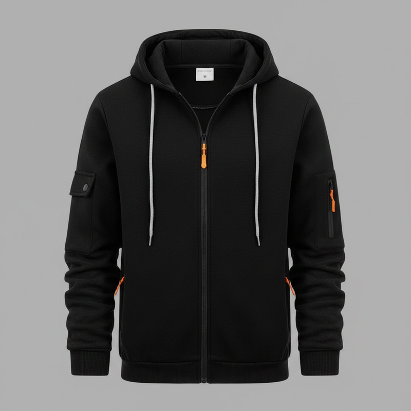 Men's Utility Zip-Up Hoodie | Casual Sweatshirt for Men