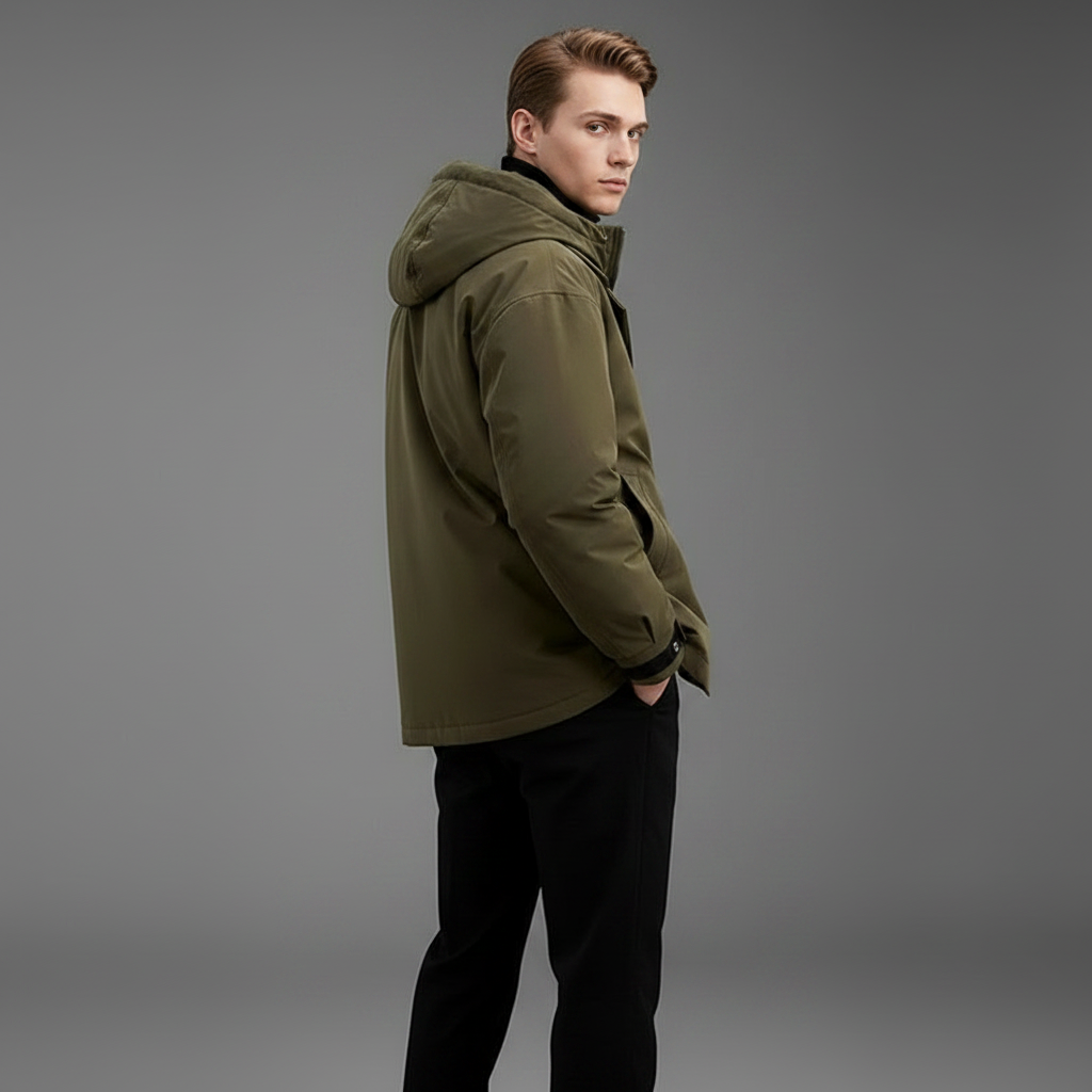 Men's Waterproof Puffer Trench Coat | Long Hooded Jacket