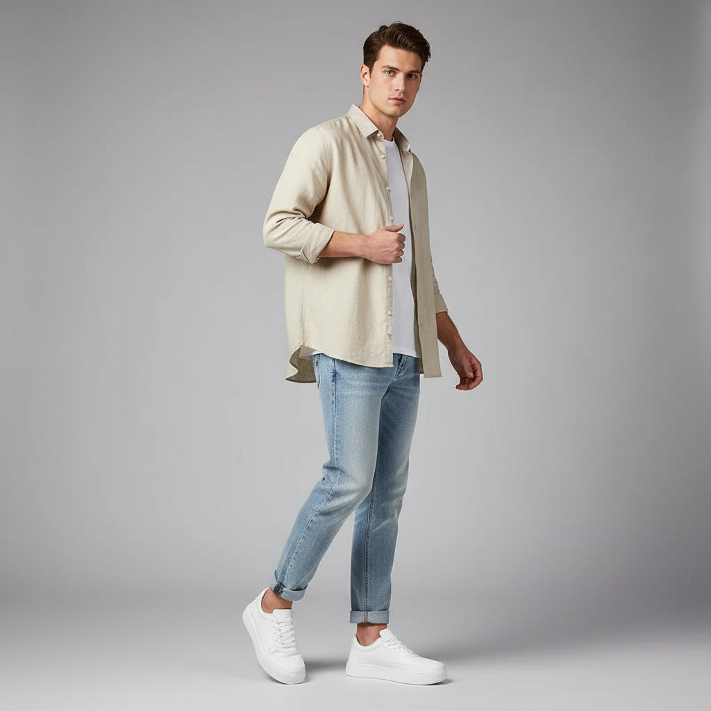 Men's White Platform Sneakers | Casual Mens Trainers