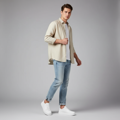 Men's White Platform Sneakers | Casual Mens Trainers