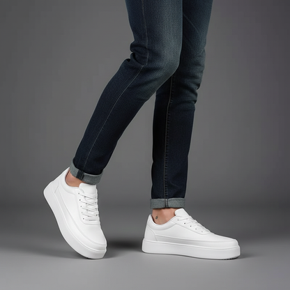 Men's White Platform Sneakers | Casual Mens Trainers