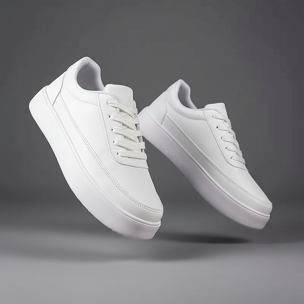 Men's White Platform Sneakers | Casual Mens Trainers