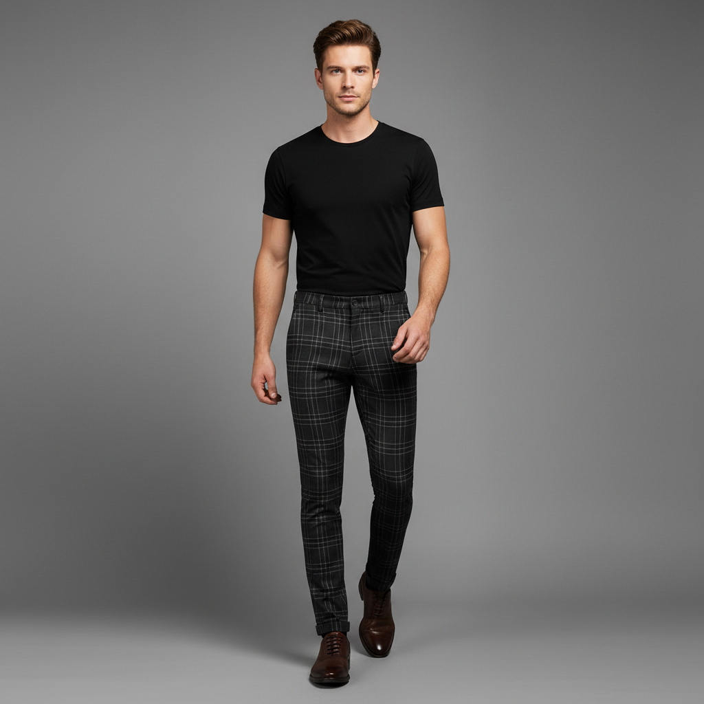 Sasha Checked Chinos | Men's Trousers for Casual Wear